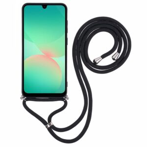 Samsung Galaxy A17 5G / A17 4G Case with Fiber Lining and Crossbody Strap - juodos spalvos - Image 2