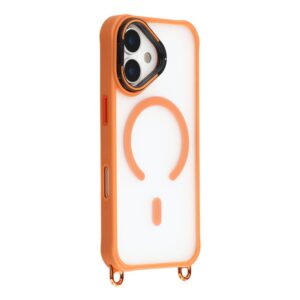 iPhone 17 Case with Adjustable Crossbody Lanyard and MagSafe Compatible Camera Frame as a Stand - Orange - Image 3