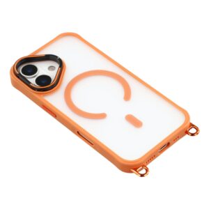 iPhone 17 Case with Adjustable Crossbody Lanyard and MagSafe Compatible Camera Frame as a Stand - Orange - Image 5
