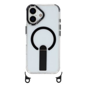 iPhone 17 case with stand, short strap (30 cm) and long strap (120 cm), compatible with MagSafe - black - Image 3