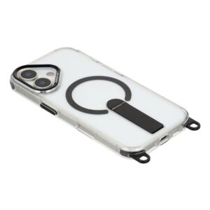 iPhone 17 case with stand, short strap (30 cm) and long strap (120 cm), compatible with MagSafe - black - Image 5