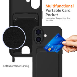 iPhone 17 TPU Case with Card Holder and Crossbody Lanyard - juodos spalvos - Image 4
