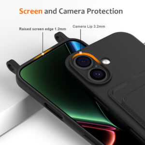 iPhone 17 TPU Case with Card Holder and Crossbody Lanyard - juodos spalvos - Image 5