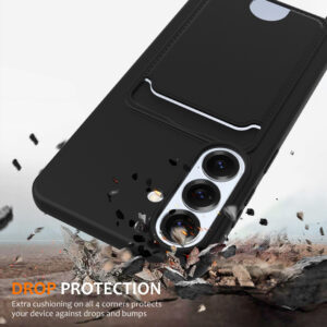 Samsung Galaxy S26 TPU Case with Card Holder and Crossbody Lanyard - juodos spalvos - Image 2