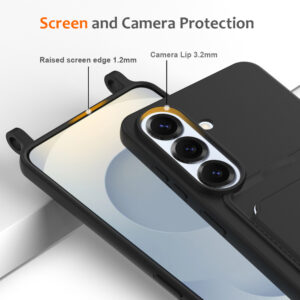 Samsung Galaxy S26 TPU Case with Card Holder and Crossbody Lanyard - juodos spalvos - Image 5