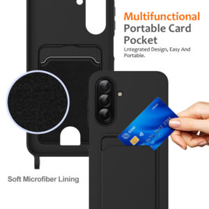 Samsung Galaxy A57 5G TPU Case with Card Holder and Crossbody Lanyard - juodos spalvos - Image 4
