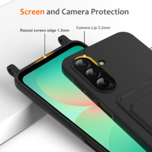 Samsung Galaxy A57 5G TPU Case with Card Holder and Crossbody Lanyard - juodos spalvos - Image 5