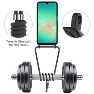 Samsung Galaxy A57 5G TPU Case with Card Holder and Crossbody Lanyard - juodos spalvos - Image 6