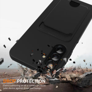 Samsung Galaxy A37 5G TPU Case with Card Holder and Crossbody Lanyard - juodos spalvos - Image 2