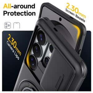 Samsung Galaxy S26 Ultra Magnetic Case with 360° Metal Ring and Camera Cover - juodos spalvos - Image 4