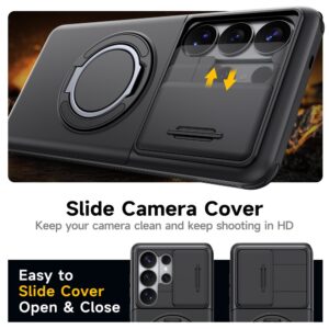 Samsung Galaxy S26 Ultra Magnetic Case with 360° Metal Ring and Camera Cover - juodos spalvos - Image 6