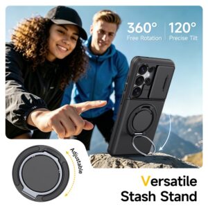 Samsung Galaxy S26 Ultra Magnetic Case with 360° Metal Ring and Camera Cover - juodos spalvos - Image 7