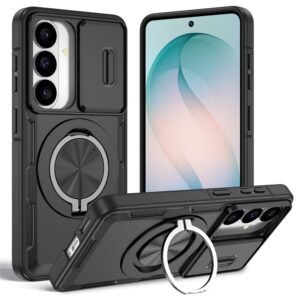 Samsung Galaxy S26 Case with Sliding Camera Cover and Swivel Stand Compatible with MagSafe - juodos spalvos