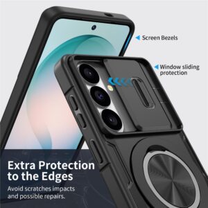 Samsung Galaxy S26 Case with Sliding Camera Cover and Swivel Stand Compatible with MagSafe - juodos spalvos - Image 3