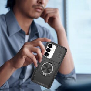 Samsung Galaxy S26 Case with Sliding Camera Cover and Swivel Stand Compatible with MagSafe - juodos spalvos - Image 7