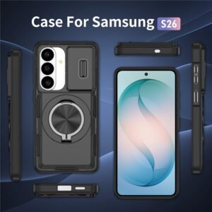 Samsung Galaxy S26 Case with Sliding Camera Cover and Swivel Stand Compatible with MagSafe - juodos spalvos - Image 8