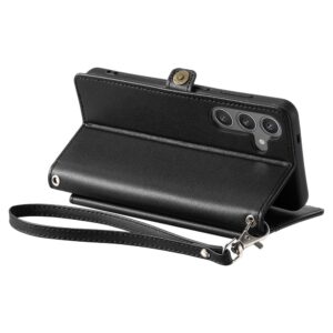 Samsung Galaxy A56 5G Leather Wallet Case with Stand Function and Straps - juodos spalvos - Image 4