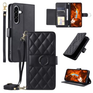 Samsung Galaxy A37 5G Leather Wallet Case with Stand and Shoulder Strap - juodos spalvos