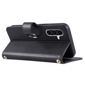 Samsung Galaxy A37 5G Leather Wallet Case with Stand and Shoulder Strap - juodos spalvos - Image 5