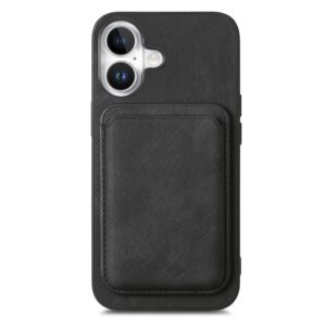 Synthetic Leather iPhone 17 Case with Detachable MagSafe Compatible Card Holder - juodos spalvos - Image 2
