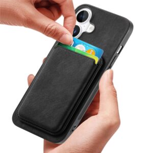 Synthetic Leather iPhone 17 Case with Detachable MagSafe Compatible Card Holder - juodos spalvos - Image 6
