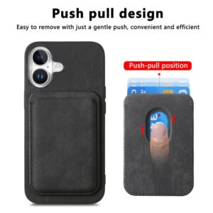 Synthetic Leather iPhone 17 Case with Detachable MagSafe Compatible Card Holder - juodos spalvos - Image 7