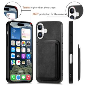 Synthetic Leather iPhone 17 Case with Detachable MagSafe Compatible Card Holder - juodos spalvos - Image 9