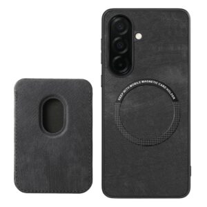 Samsung Galaxy S26 Case with Detachable Card Holder, MagSafe Compatible, Synthetic Leather - juodos spalvos - Image 3