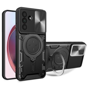 Samsung Galaxy A17 4G / A17 5G / A18 / A26 Case with Stand and Sliding Lens Cover - juodos spalvos
