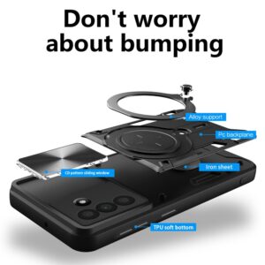 Samsung Galaxy A17 4G / A17 5G / A18 / A26 Case with Stand and Sliding Lens Cover - juodos spalvos - Image 2