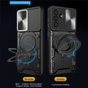 Samsung Galaxy A17 4G / A17 5G / A18 / A26 Case with Stand and Sliding Lens Cover - juodos spalvos - Image 3