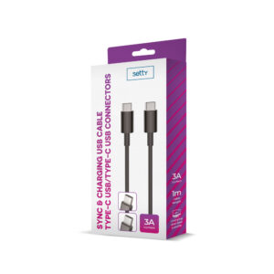 Setty laidas USB-C – USB-C 1,0 m 3A juodas - Image 2