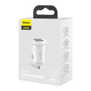 Baseus automobilinis įkroviklis Grain Pro 2x USB 4,8A baltas - Image 7