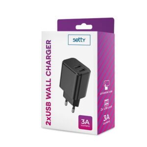 Setty įkroviklis 2x USB 3A juodas - Image 6