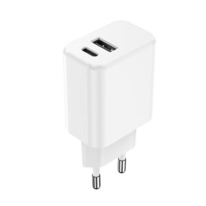 Setty įkroviklis 1x USB + USB-C 3A 20W baltas