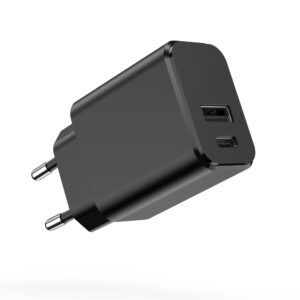 Setty įkroviklis 1x USB + USB-C 3A 20W juodas - Image 2