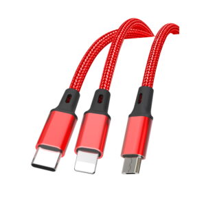 XO laidas NB173 3in1 USB - Lightning + USB-C + microUSB 1,2 m 2,4A raudonas - Image 2