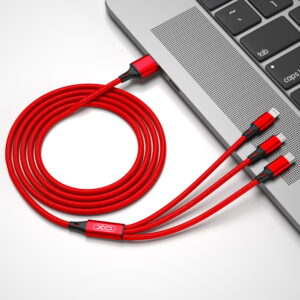 XO laidas NB173 3in1 USB - Lightning + USB-C + microUSB 1,2 m 2,4A raudonas - Image 3