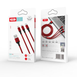 XO laidas NB173 3in1 USB - Lightning + USB-C + microUSB 1,2 m 2,4A raudonas - Image 4