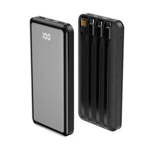 Forever išorinė baterija TB-411 ALLin1 10000 mAh su laidais USB-C + Lightning + microUSB juoda - Image 2