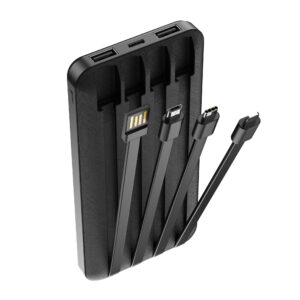 Forever išorinė baterija TB-411 ALLin1 10000 mAh su laidais USB-C + Lightning + microUSB juoda - Image 3