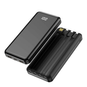 Forever išorinė baterija TB-411 ALLin1 10000 mAh su laidais USB-C + Lightning + microUSB juoda - Image 4