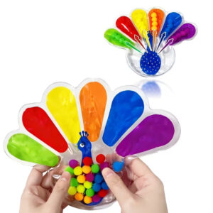 Sensorinis žaislas „Fidget“ povas su spalvotais rutuliukais spaudymui ZA6552 - Image 6
