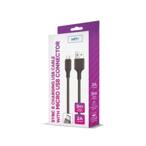 Setty laidas USB - microUSB 3,0 m 2A juodas NAUJAS - Image 2