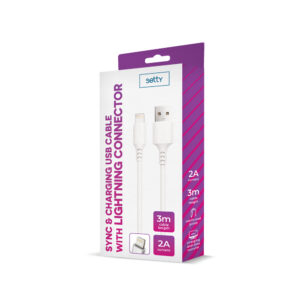 Setty laidas USB - Lightning 3,0 m 2A baltas NAUJAS - Image 2