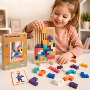 Medinis loginis galvosūkis su spalvotais blokeliais – „Tetris“ galvosūkis ZA6613 - Image 5