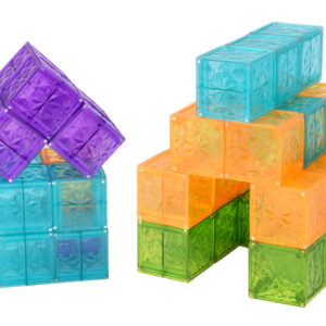 Magnetinės konstruktoriaus kaladėlės spalvotos skaidrios 42 vienetai ZA6354 - Image 2