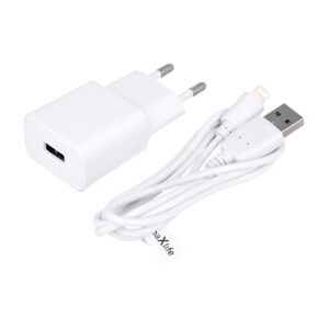 Maxlife MXTC-01 įkroviklis 1x USB 2.1A baltas + Lightning laidas