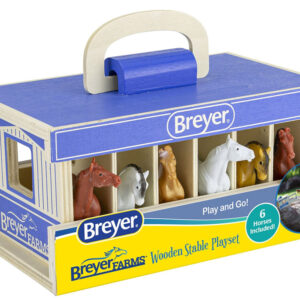 Medinis arklidės pastatas + 6 arklių figūrėlės FARMA Breyer Horses ZA6720 - Image 7