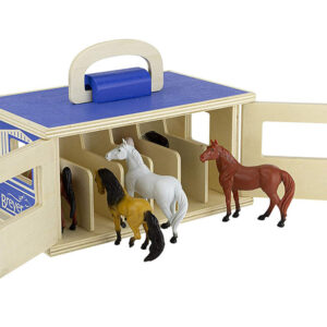 Medinis arklidės pastatas + 6 arklių figūrėlės FARMA Breyer Horses ZA6720 - Image 3